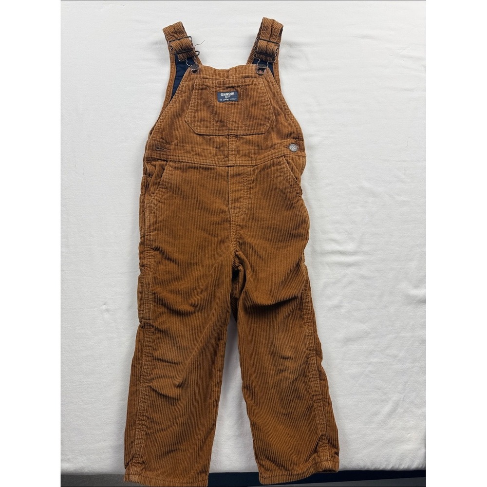 OshKosh B'gosh Corduroy Overalls Kids Size 4T Brown Vestbak Workwear